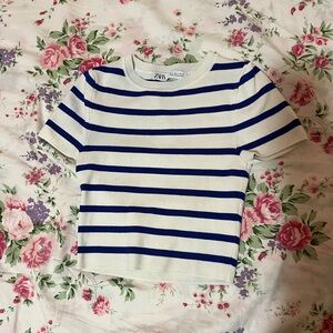 Zara Blue Striped Crop Top Women’s S